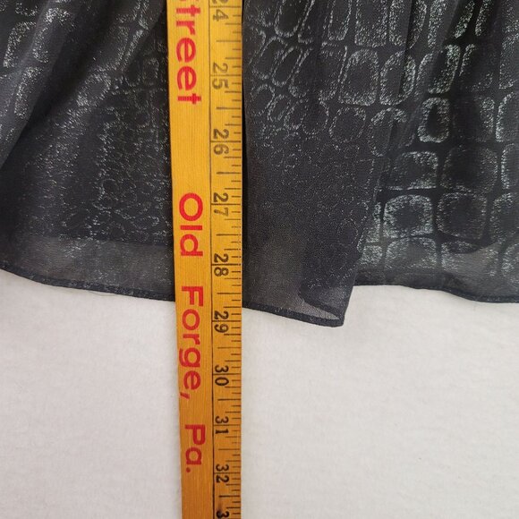 Vintage 90s Libra Black Sheer Snake Print Blouse Elastic Waist Small Canada - Picture 8 of 10